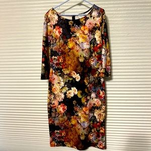EUC Rose Print 3/4 Sleeve Sheath 12